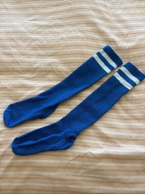 Party City Blue Knee-High Socks with White Stripes